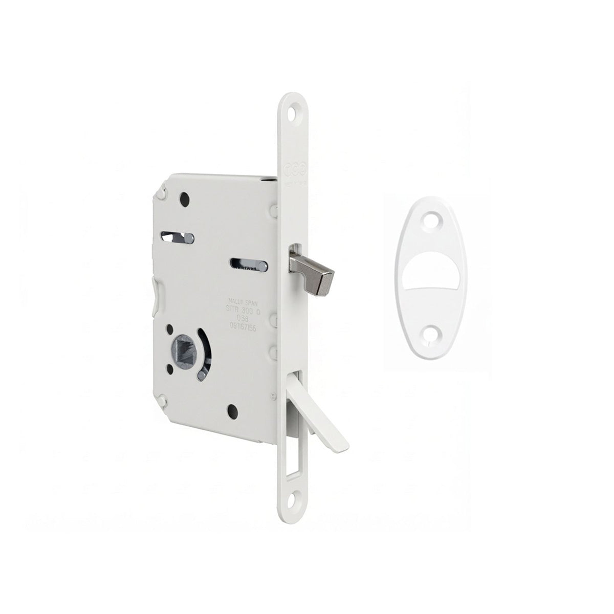 SERRATURA PORTE SCORREVOLI F16 ENTRATA 50MM BIANCO OPACO
