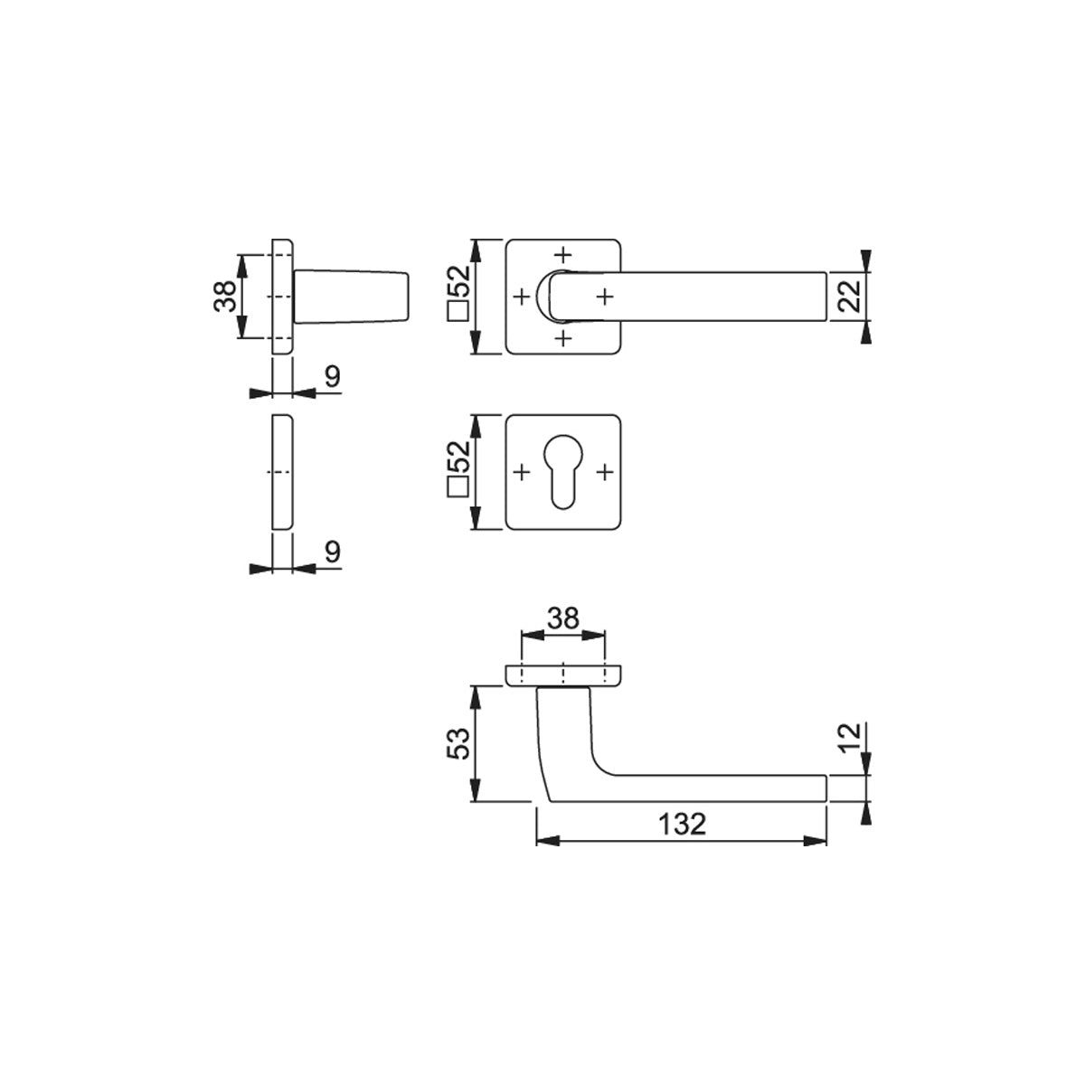 MANIGLIA ROSETTA E BOCCHETTA DALLAS NERO OPACO