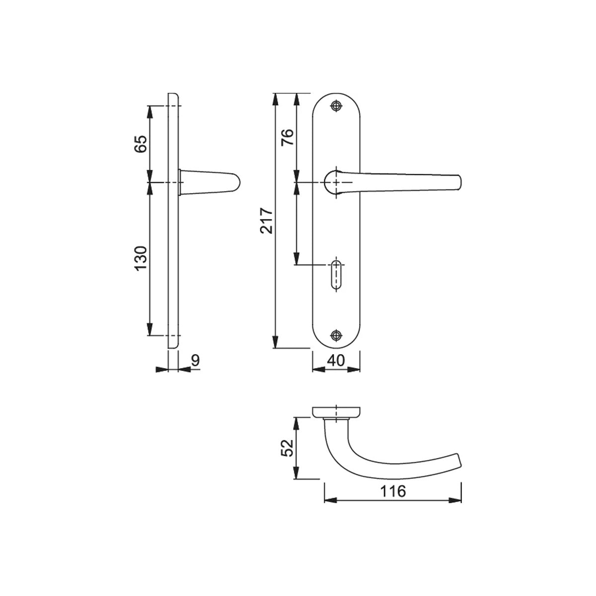 MANIGLIA CON PLACCA SEATTLE FORO PATENT OTTONE CROMO SATINATO