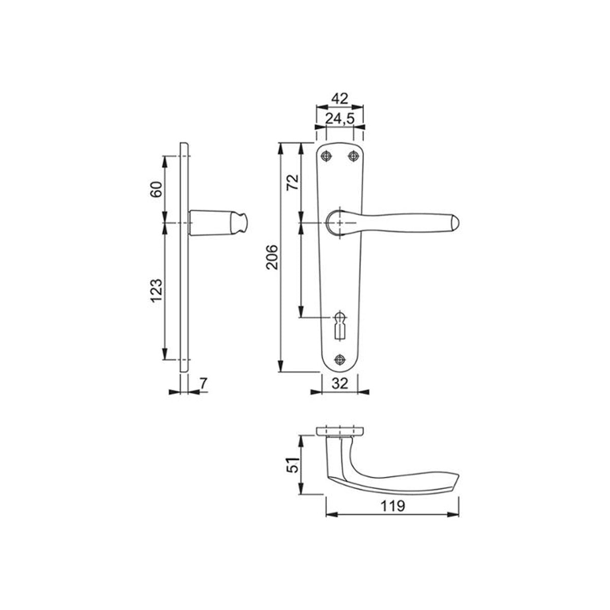 MANIGLIA CON PLACCA MILANO FORO YALE ORO