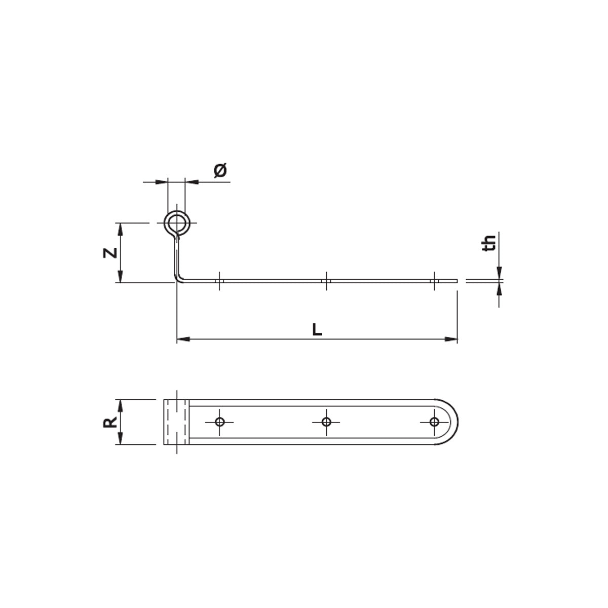 BANDELLA PIEGATA 90° 30CM DIAMETRO 12MM NERA