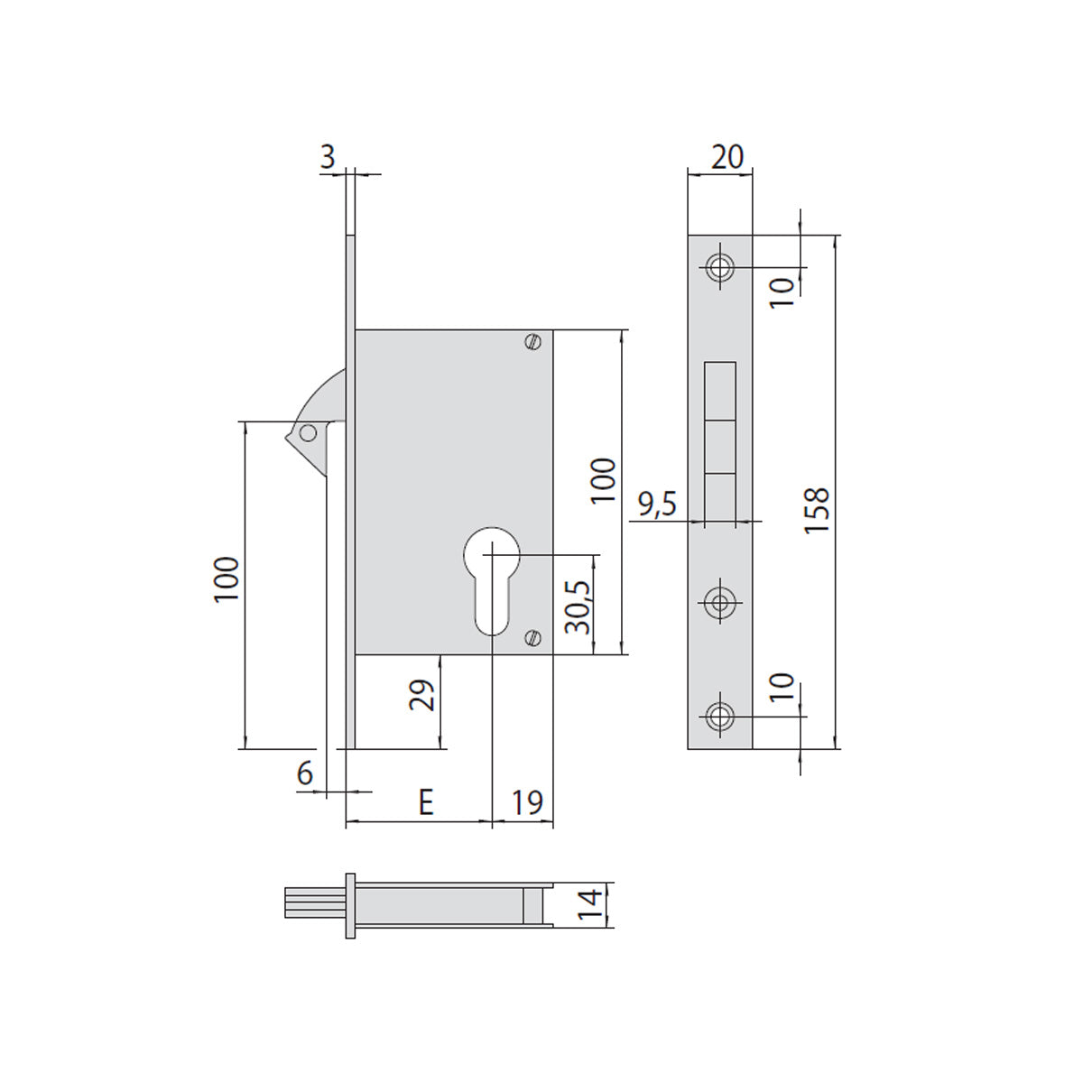 SERRATURA A CILINDRO EUROPEO PER MONTANTI 1.45110.50.0