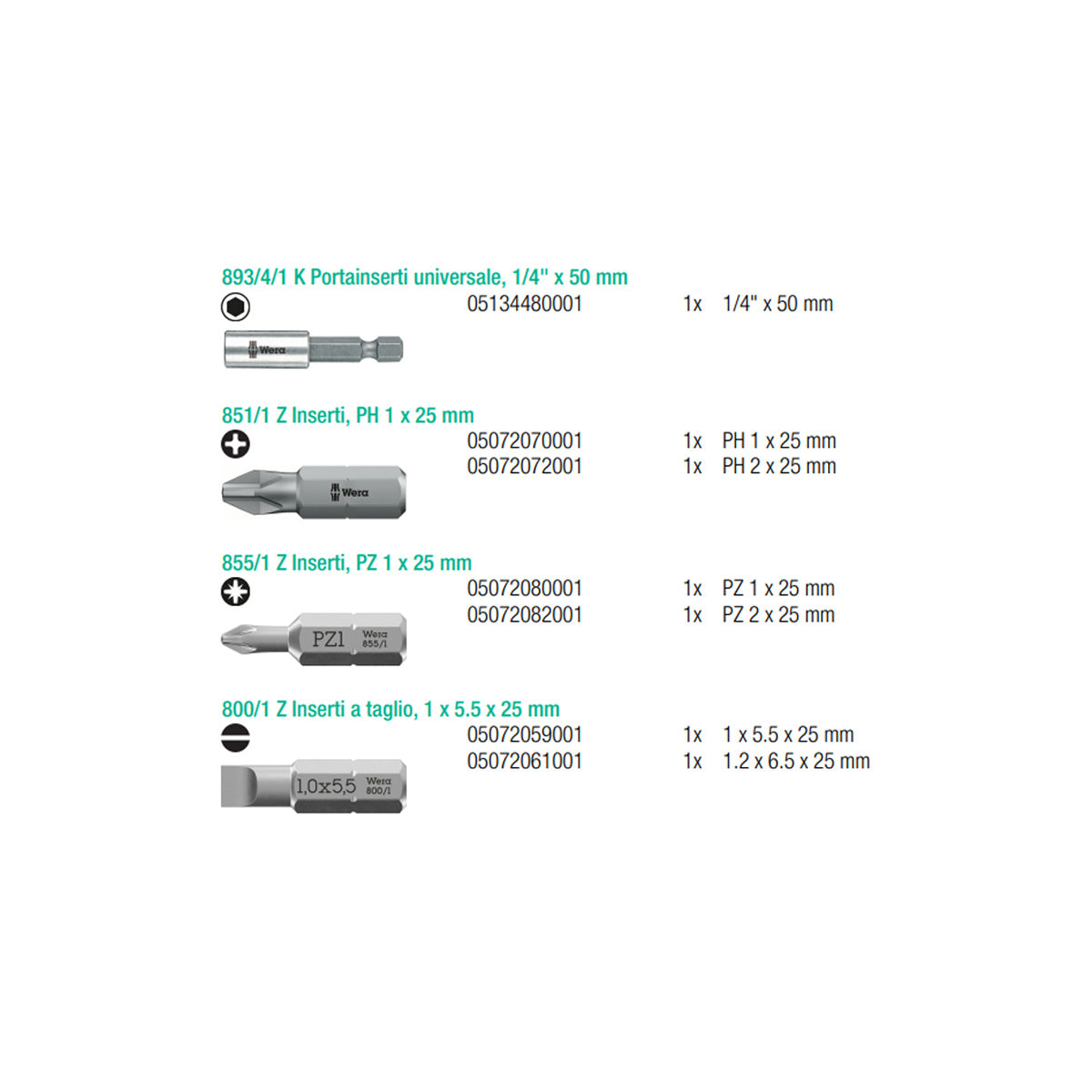KIT INSERTI BIT-CHECK 7 UNIVERSAL 1