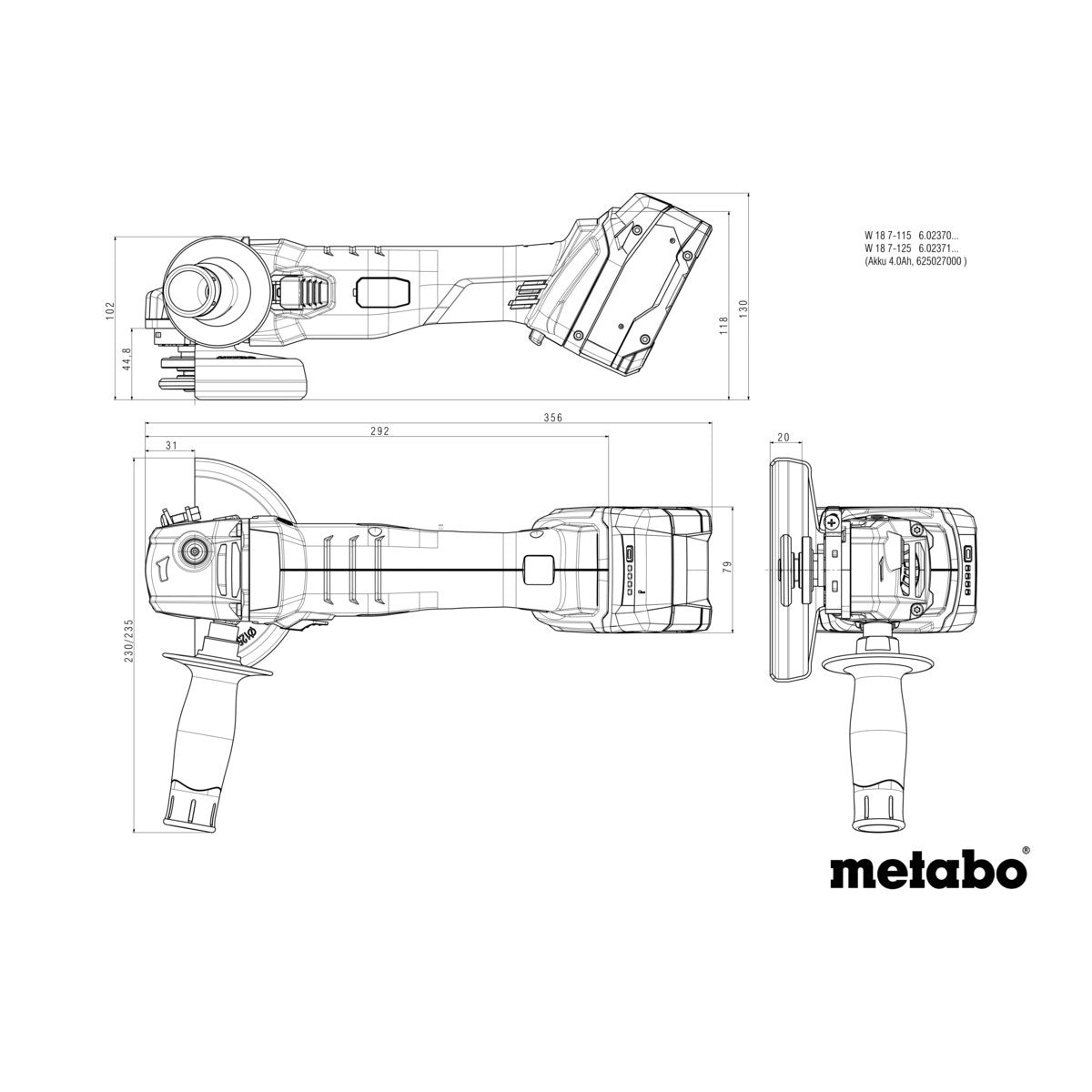 SMERIGLIATRICE ANGOLARE A BATTERIA W 18 7-125