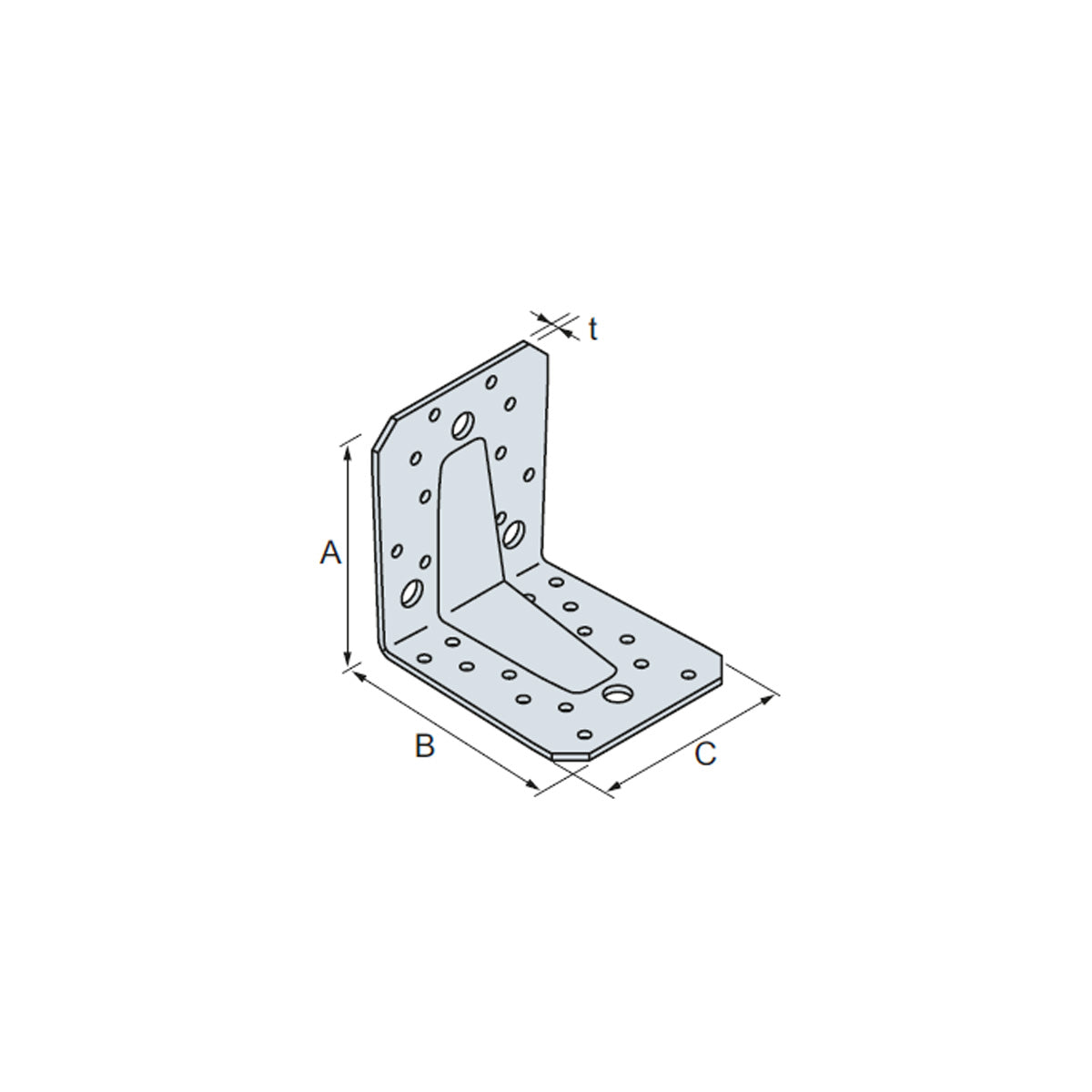 PIASTRA DI FISSAGGIO ANGOLARE CON NERVATURA 105X105 MM
