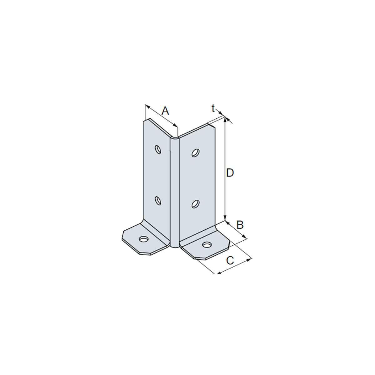 PORTAPILASTRO PIEGATO A L 60X60 MM