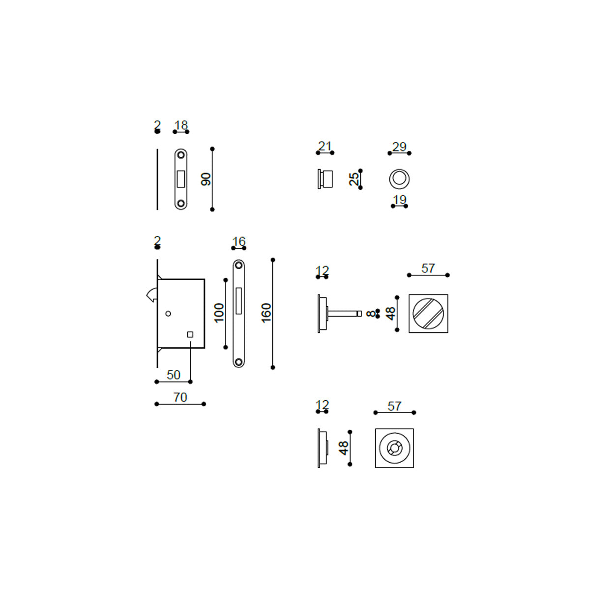 KIT CON NOTTOLINO QUADRO EDGE 28 CROMO SATINATO
