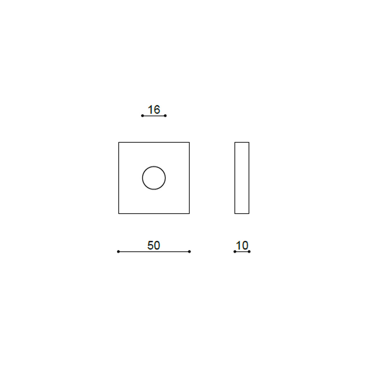MANIGLIA ROSETTA QUADRATA 50X50 CRS TECH 54