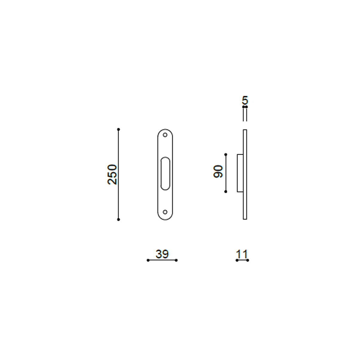 PLACCA INCASSO OVALE EDGE 37 OTTONE GRAFFIATO VERNICIATO