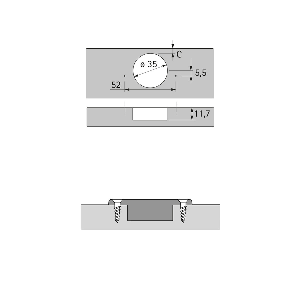 CERNIERA INTERMAT 9943 ANGOLO 110° A FILO 2 PEZZI