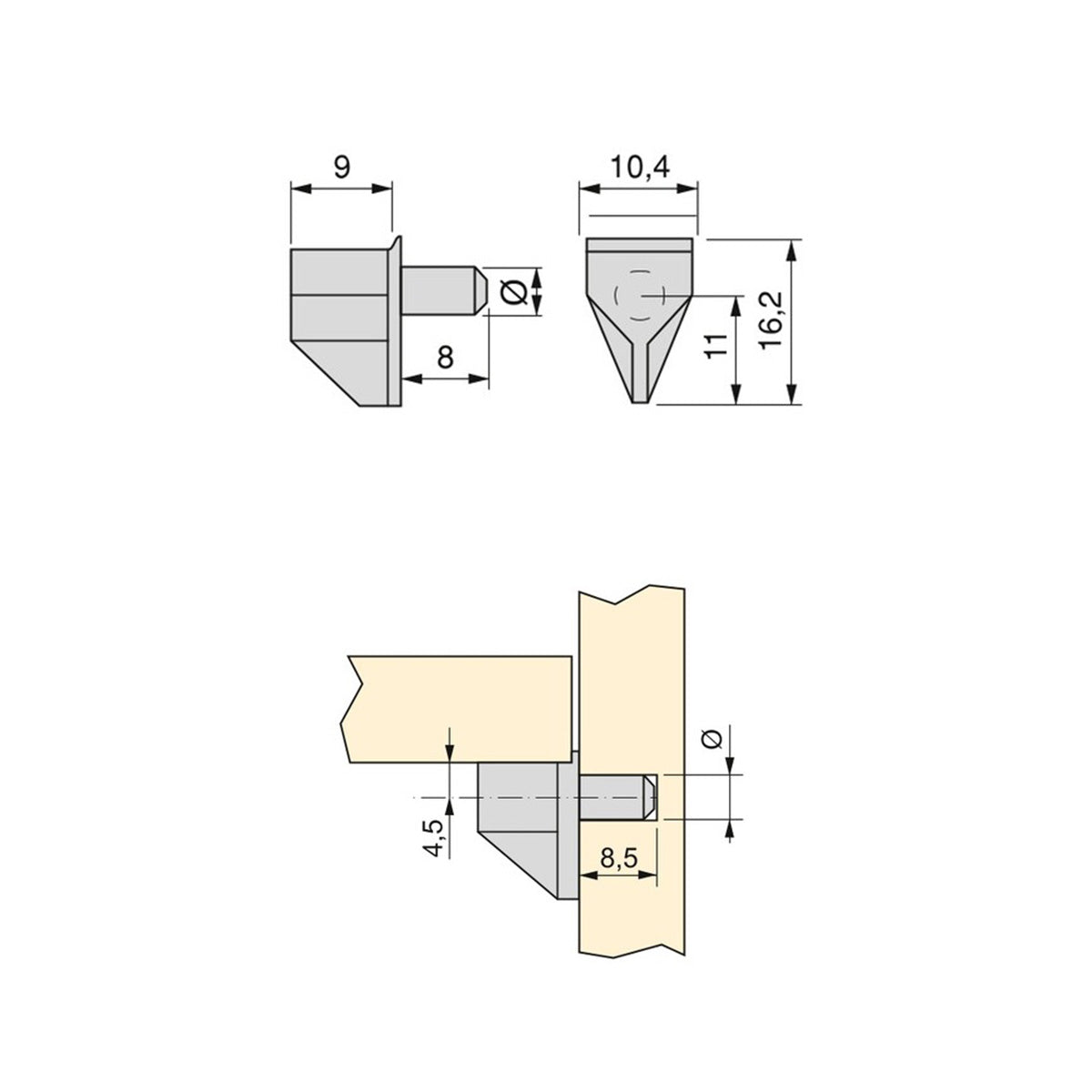 REGGIPIANO CON PERNO TRASPARENTE D5 5081120 50 PEZZI