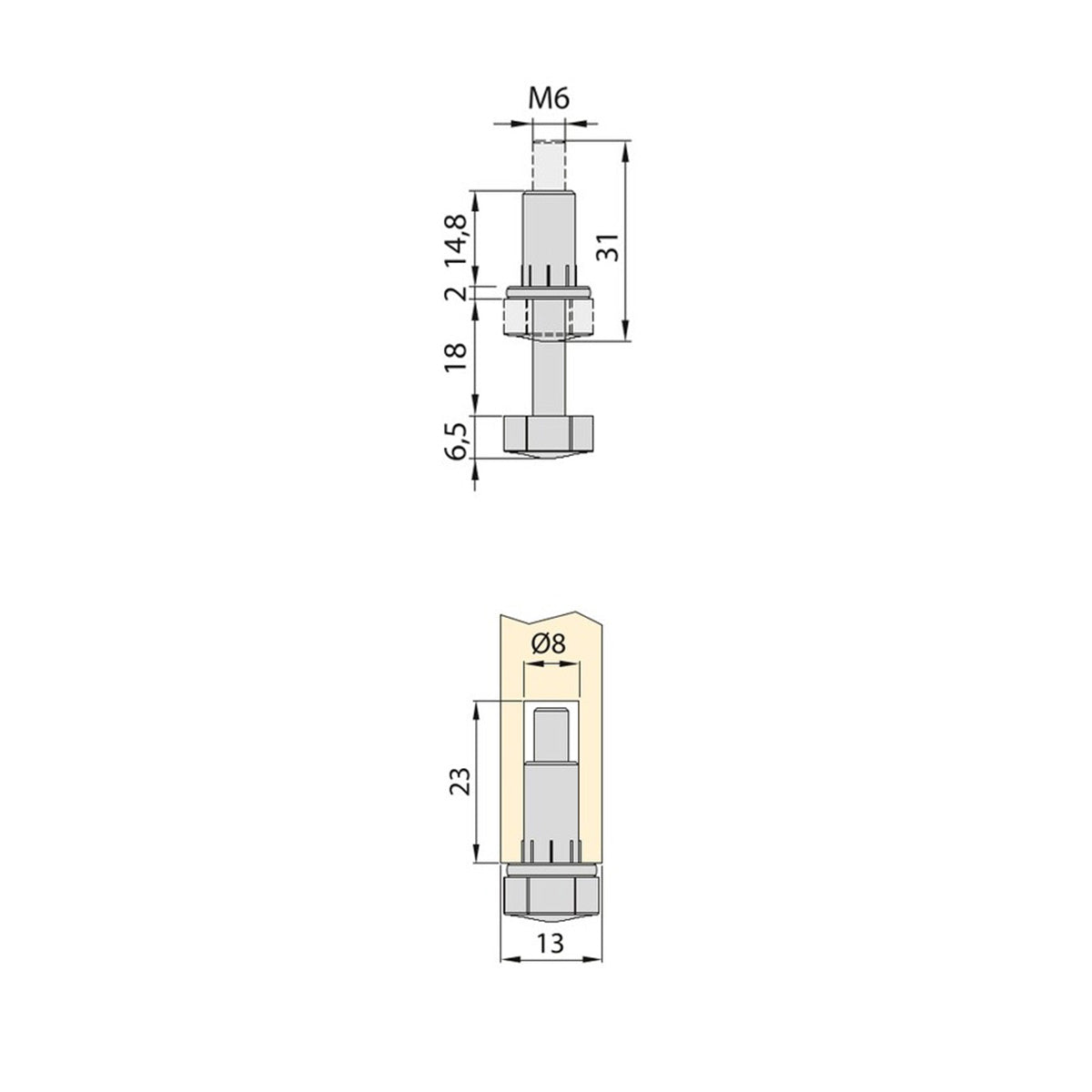 PIEDINO REGOLABLE M6 ESAGONALE 8950015