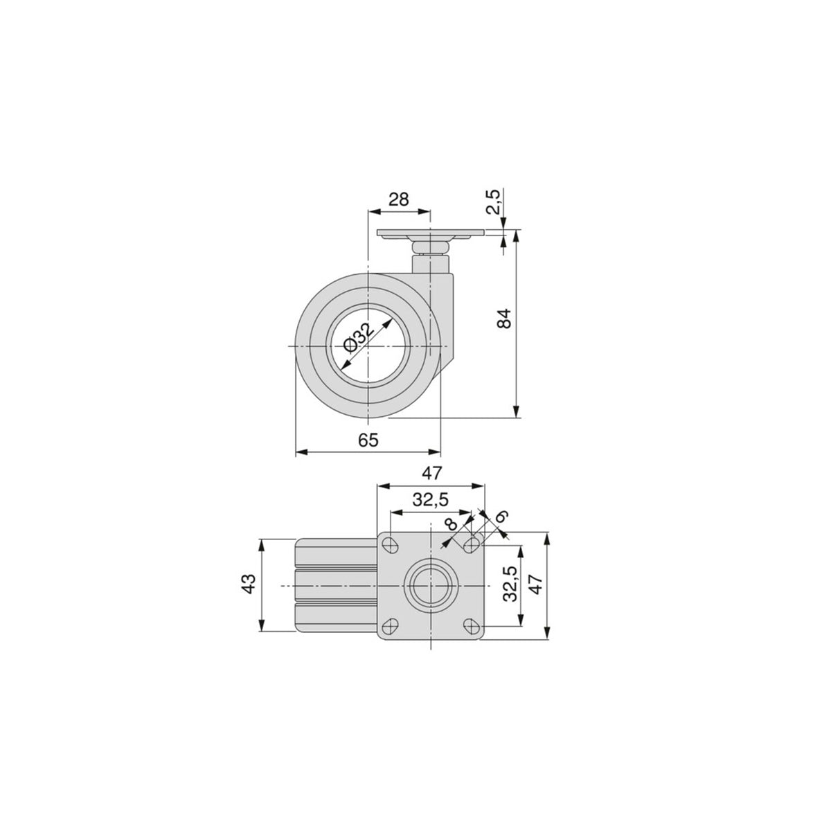 RUOTE (2+2) HOLE D65 2041214