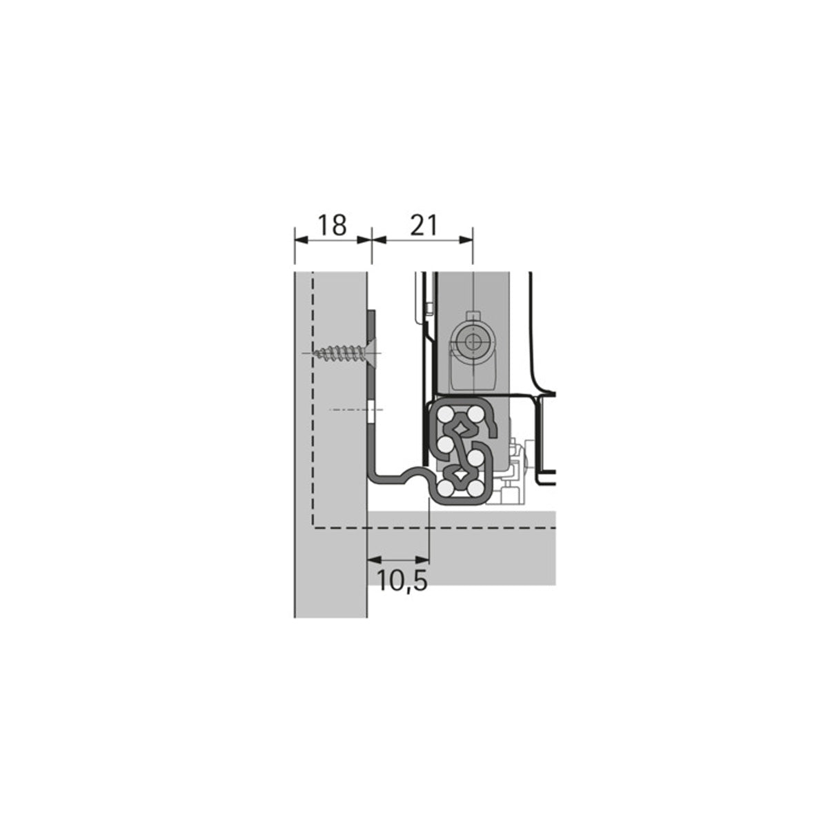 KIT GUIDE PER CASSETTI QUADRO V6 PUSH TO OPEN 300 MM
