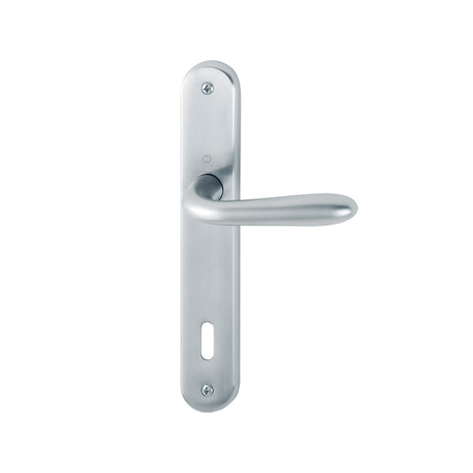 MANIGLIA CON PLACCA SANTIAGO FORO PATENT CROMO SATINATO