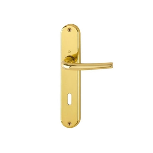MANIGLIA CON PLACCA SEATTLE FORO PATENT OTTONE LUCIDO