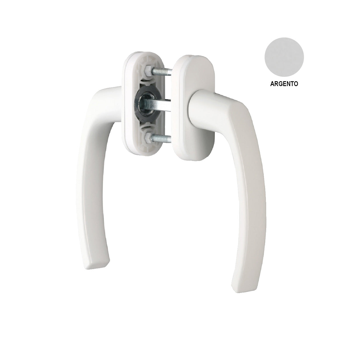 MANIGLIA DOPPIA CON ROSETTA OVALE NEPTUN ARGENTO G-U