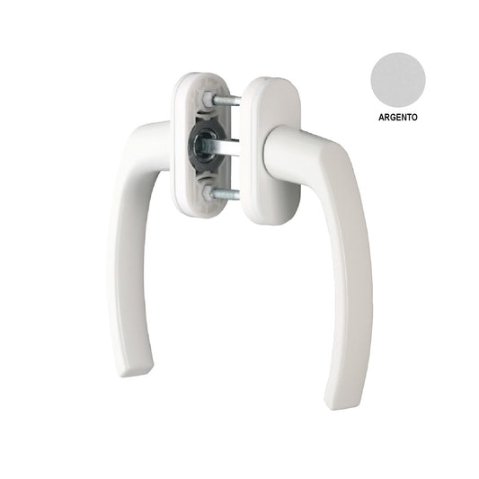 MANIGLIA DOPPIA CON ROSETTA OVALE NEPTUN ARGENTO G-U