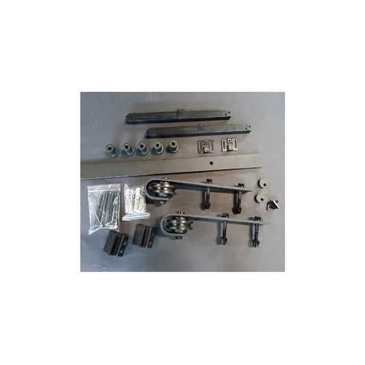 KIT PER PORTE RUSTICHE SCORREVOLI AMMORTIZZATE CON BINARIO A VISTA 80 KG KRL 80/AU/SA