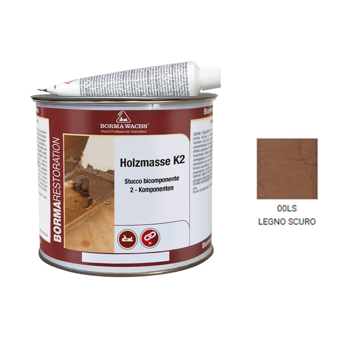 STUCCO PER LEGNO BICOMPONENTE 750 ML LEGNO SCURO E CATALIZZATORE IN TUBETTO