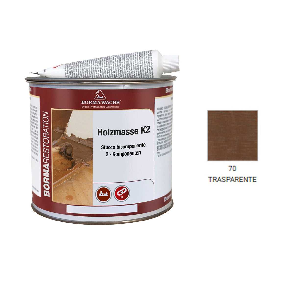 STUCCO PER LEGNO BICOMPONENTE 125 ML TRASPARENTE E CATALIZZATORE IN TUBETTO