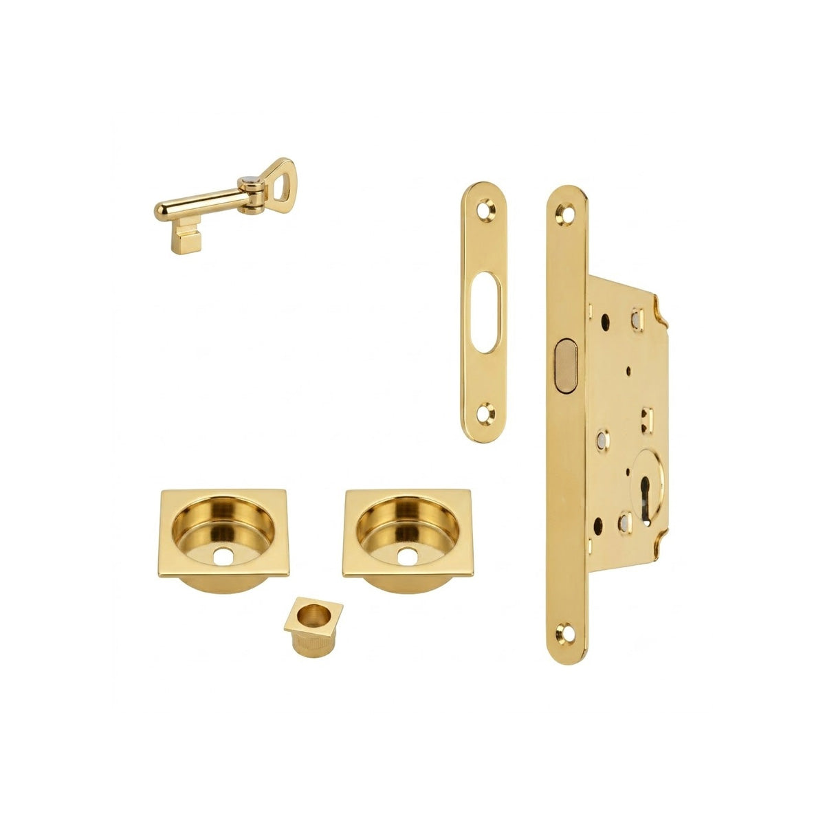 KIT INCASSO CON CHIAVE QUADRO EDGE 32 OTTONE LUCIDO