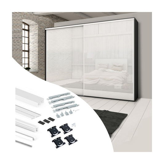 KIT ARMADIO 2 ANTE SCORREVOLI PLACARD 74 PORTATA 70KG