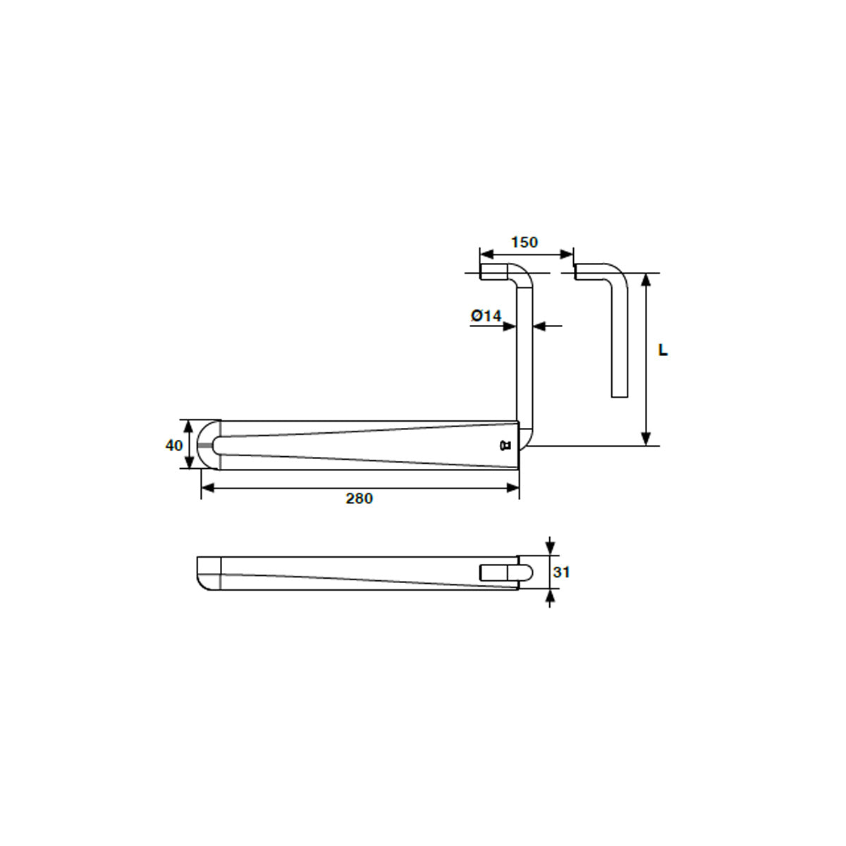 FERMAPERSIANA UNIVERSALE A LEVA CORSA LUNGA L. 180MM 9480I8