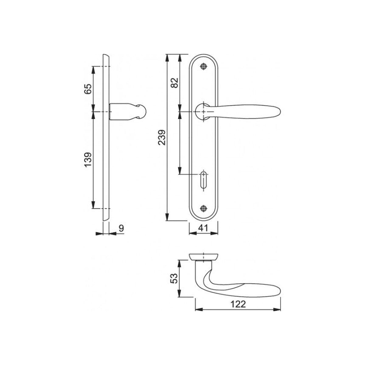 MANIGLIA CON PLACCA VERONA FORO PATENT OTTONE LUCIDO