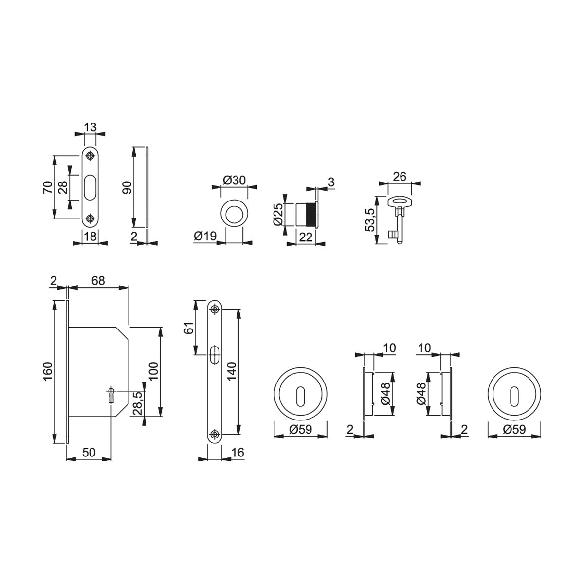 SPAZIO KIT 3 PER PORTE SCORREVOLI ARGENTO