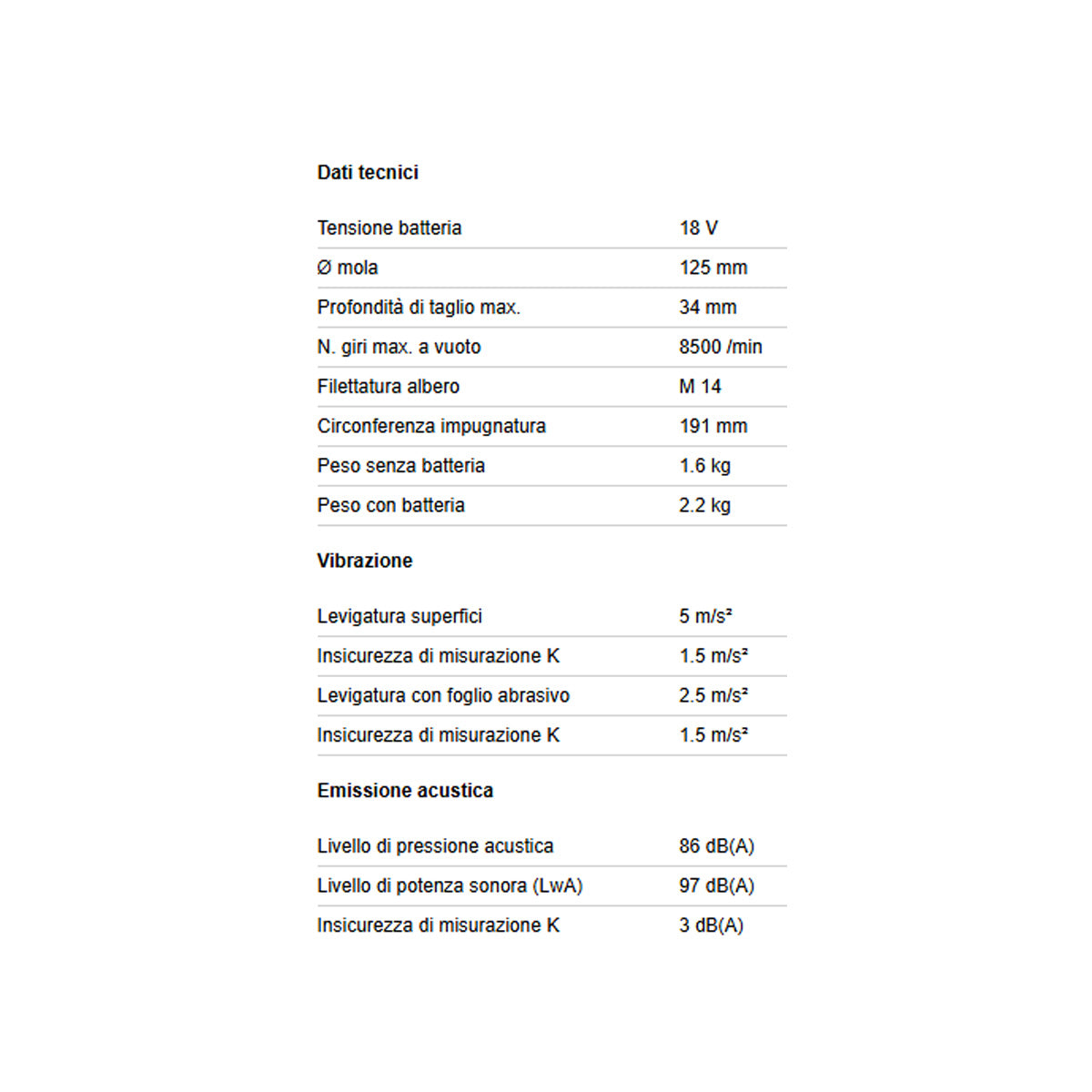 SMERIGLIATRICE ANGOLARE A BATTERIA W 18