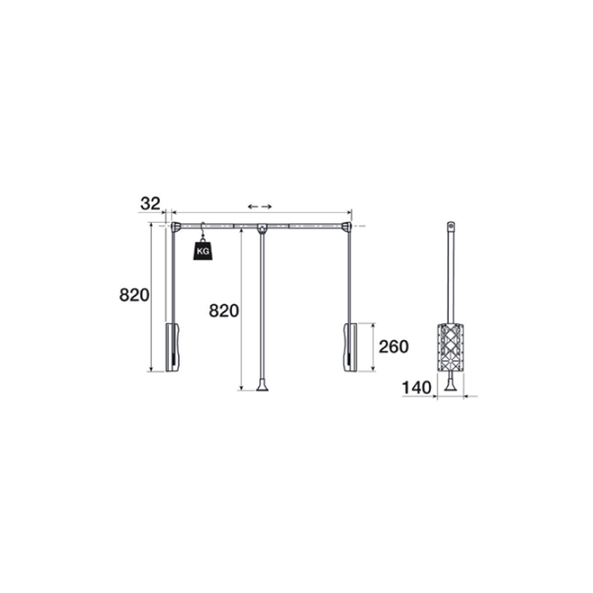 PORTABITO SALISCENDI 66/89 CM ALLUMINIO