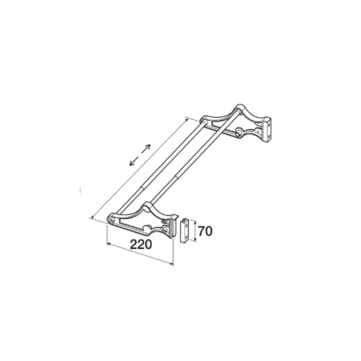 PORTASCARPE ESTENSIBILE 40/70 CM CROMO/NERO