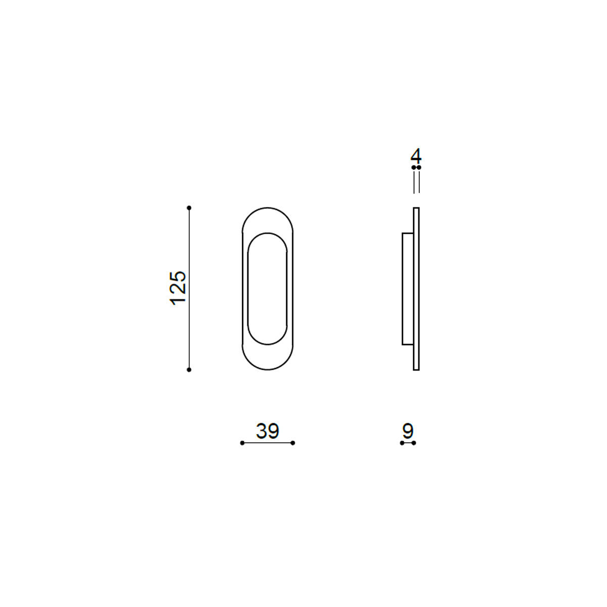 MANIGLIA INCASSO OVALE EDGE 5 CROMO SATINATO
