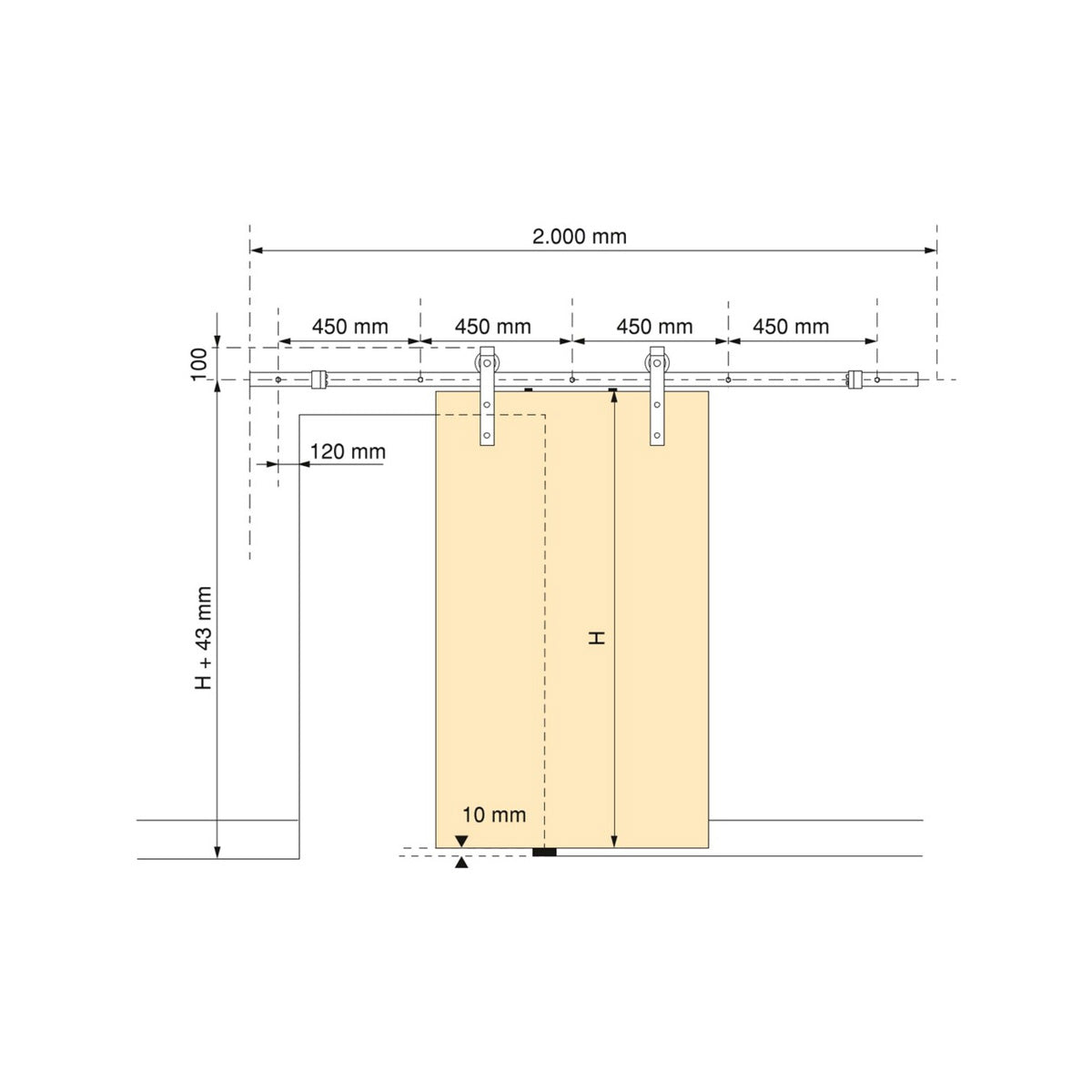 KIT BARN PER PORTA SCORREVOLE 60KG 2MT 6116614