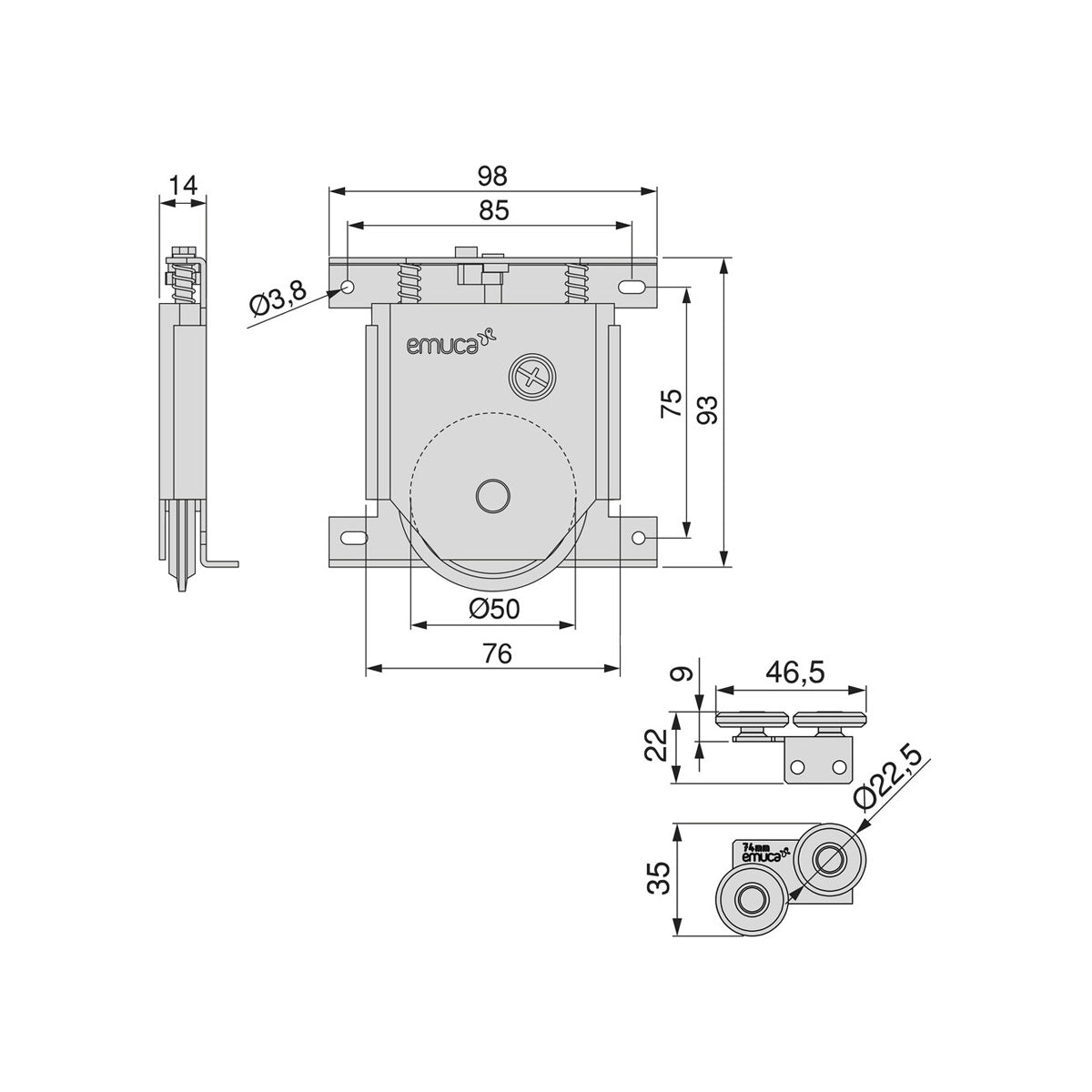 KIT PLACARD 74 RUOTA 50 PORTA SCORREVOLE 6109920