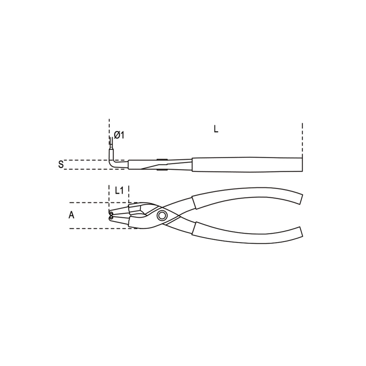 PINZA BECCHI PIEGATI PER FORI 170MM 1034