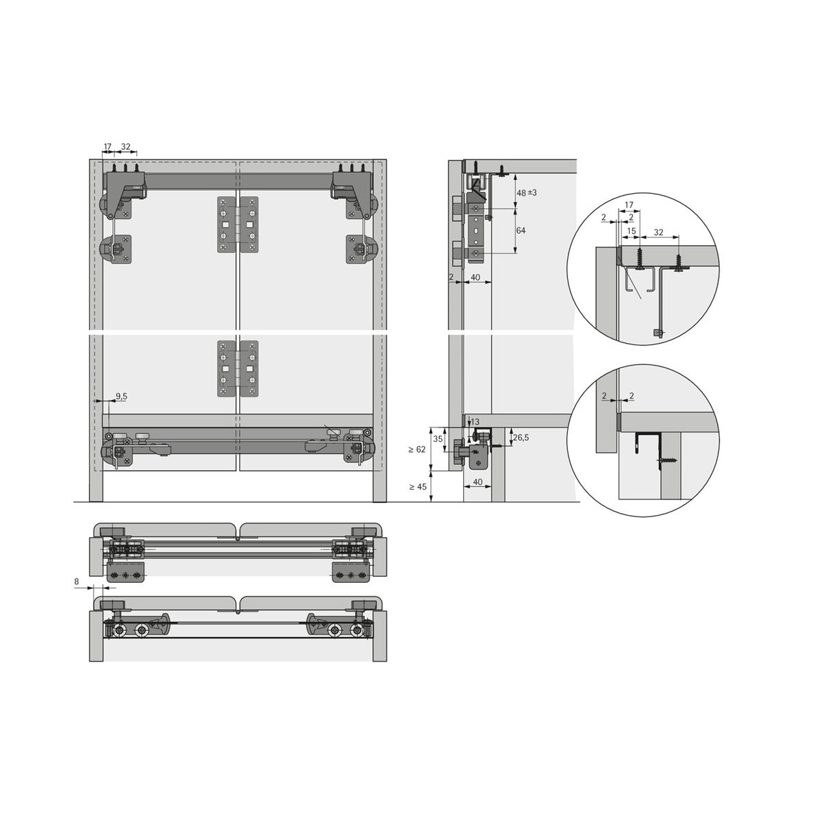 KIT ARMADIO PER ANTE A LIBRO WING LINE 220 DESTRO